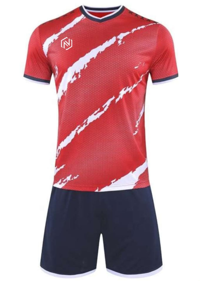 CUSTOM Soccer Uniform Red White Black