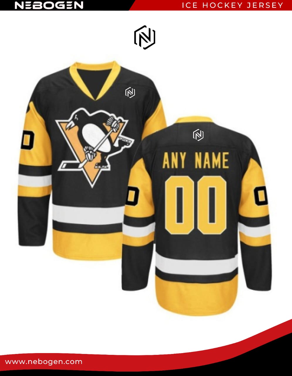 Custom Black-Yellow Hockey Jersey