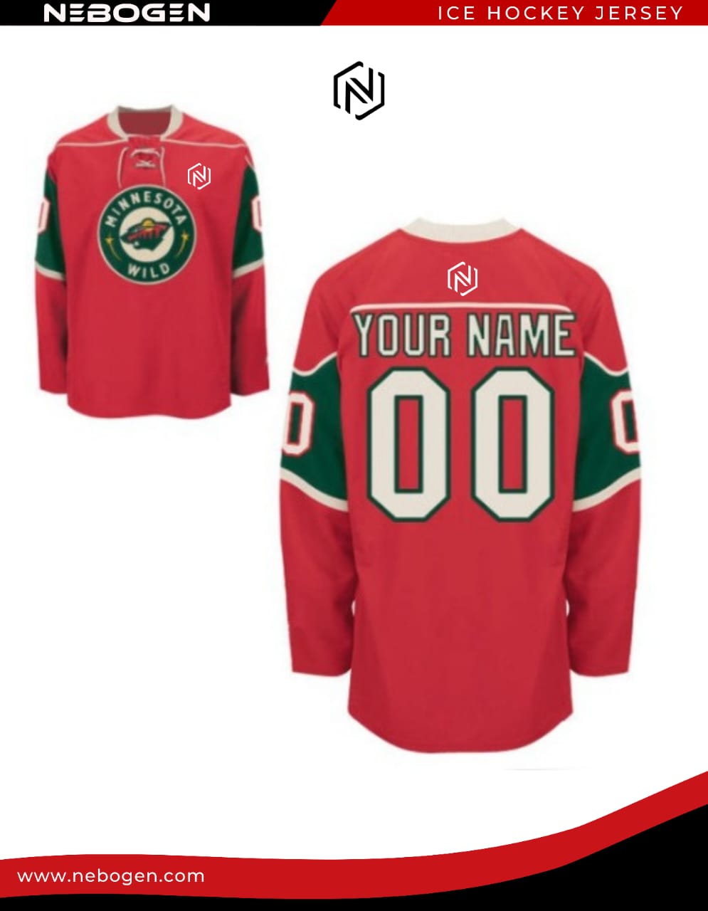 Custom Red-White Hockey Jersey