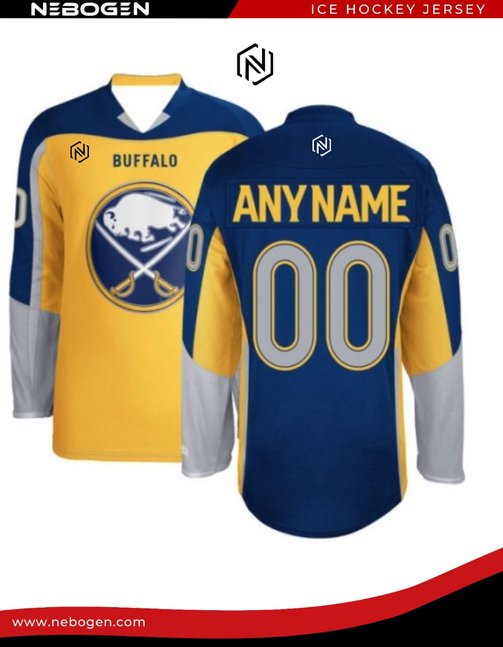 Custom Blue-Grey Hockey Jersey