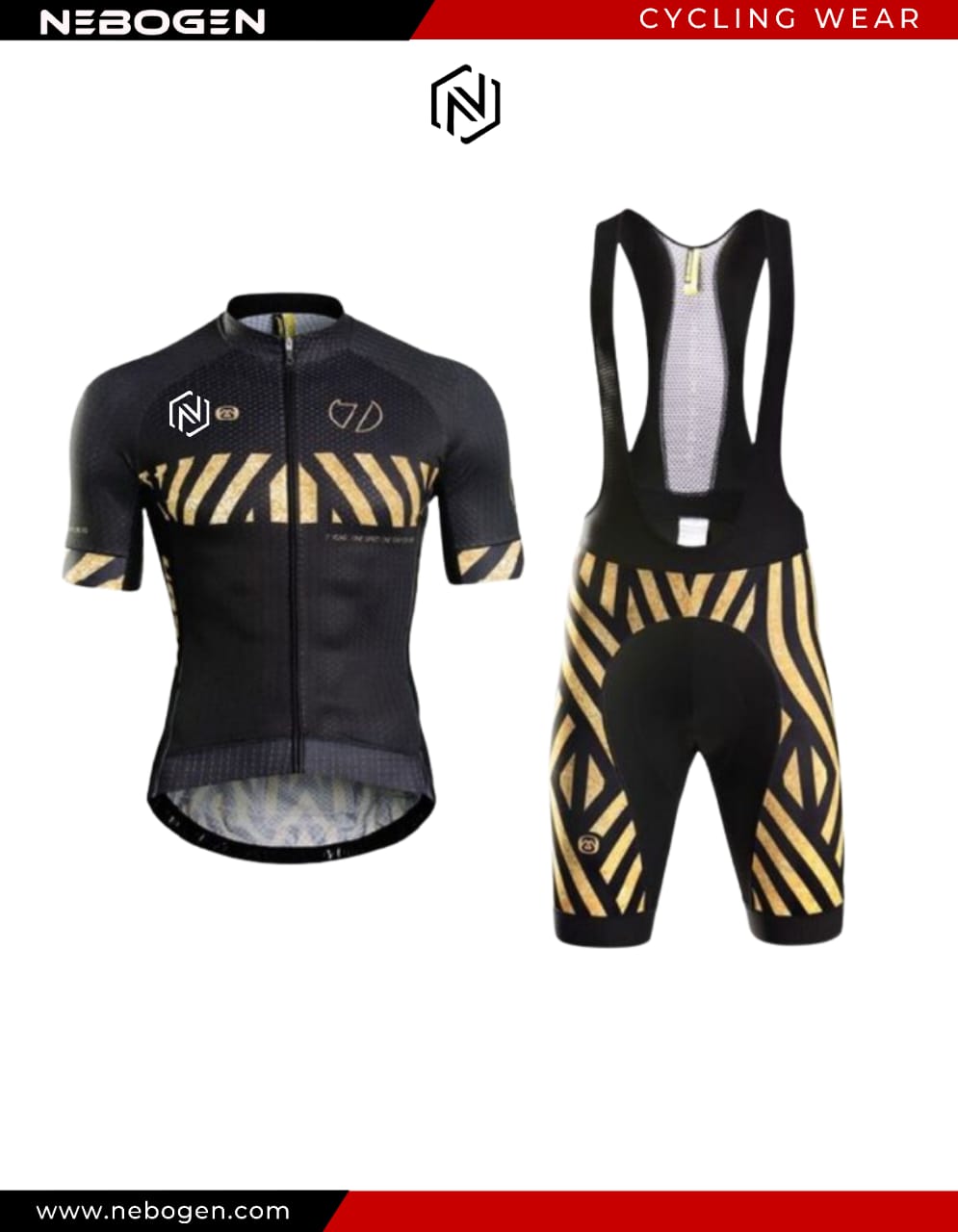 CUSTOM Black Anti-UV Cycling Jersey and Bib Shorts Set