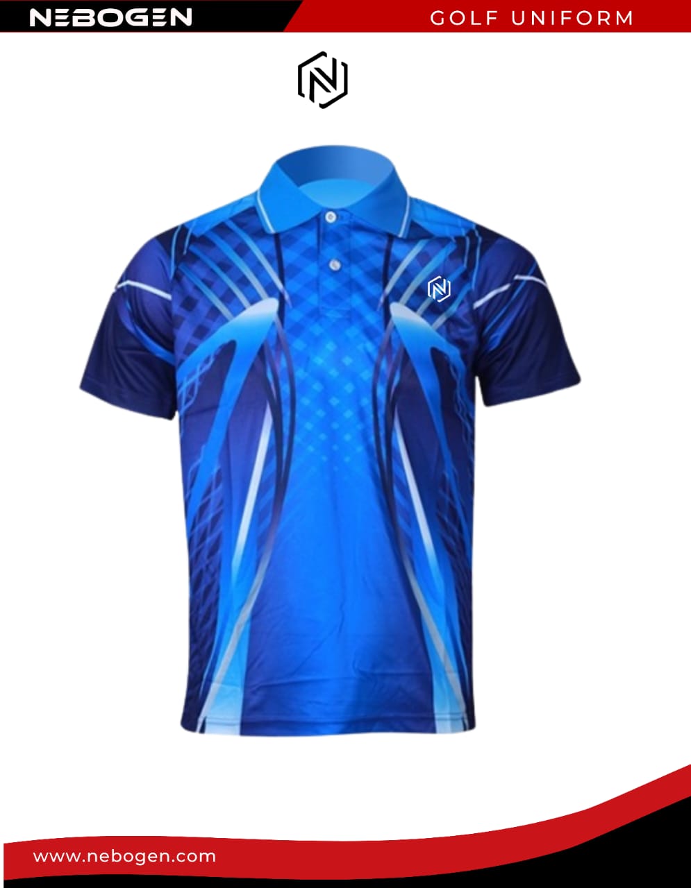 Custom Blue Performance Golf Polo Shirt