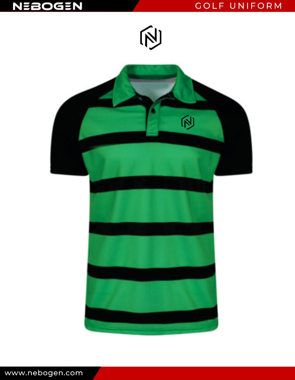 Custom Green Stripe Performance Golf Polo Shirt