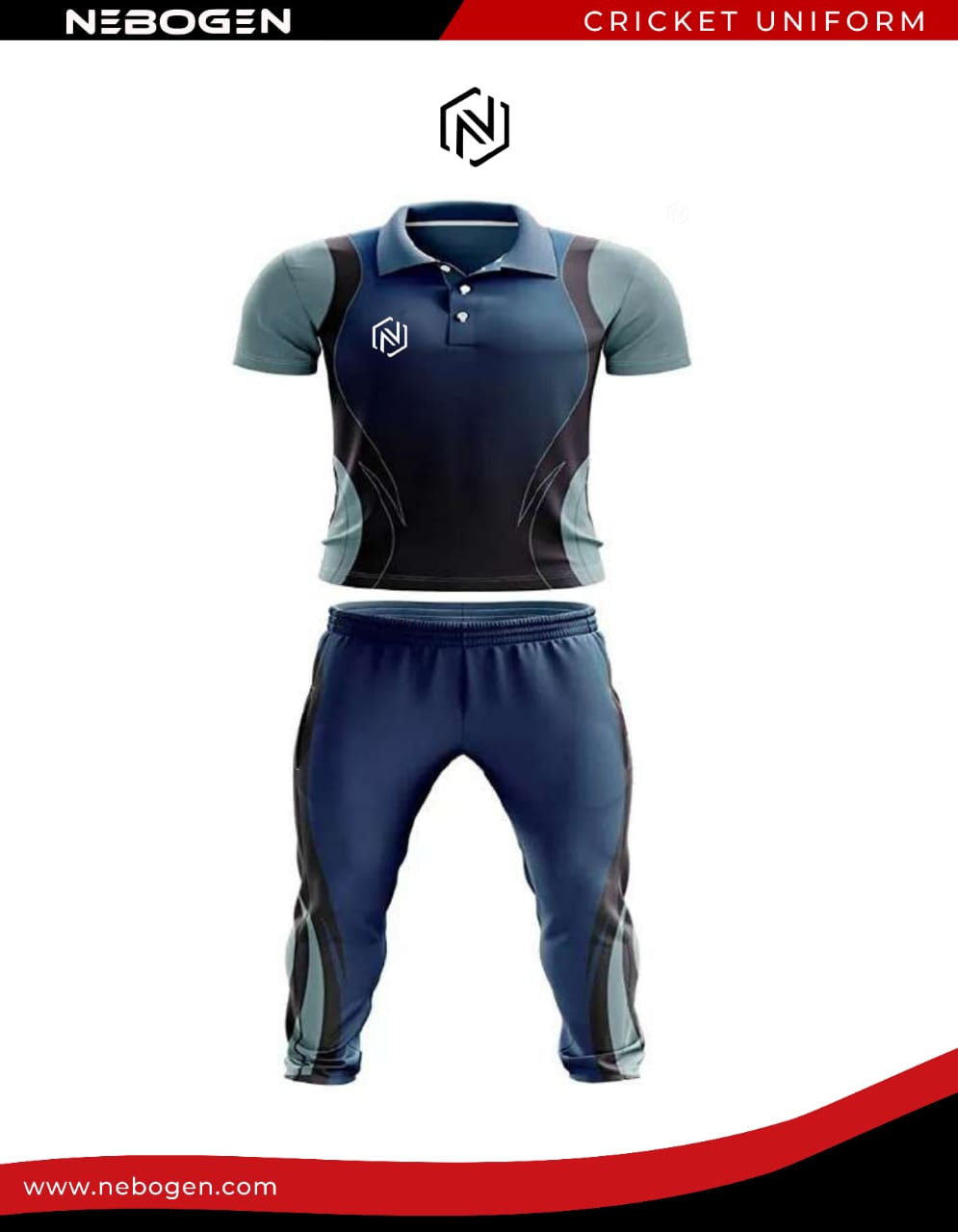 Custom Blue Authentic Cricket Jersey Suit