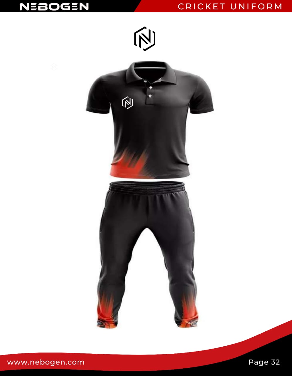Custom Black Authentic Cricket Jersey Suit